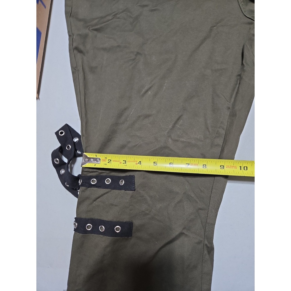 Hot Topic Mall Goth Olive Green Zipper Flare Strap Pants Plus Size 20 Alt Punk - Picture 11 of 14